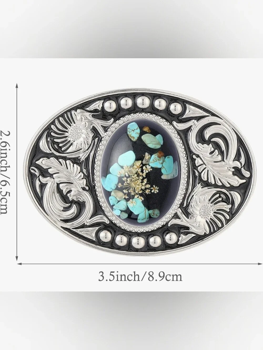 New beautiful Silver Oval Turquoise Color Stone Belt Buckle